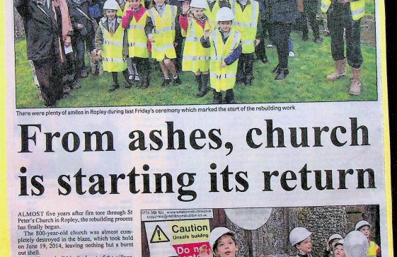 Herald article 28th March 2919 church is starting it's return