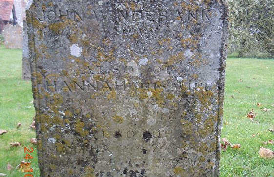 Gravestone of John, Hannah and Martha Windebank