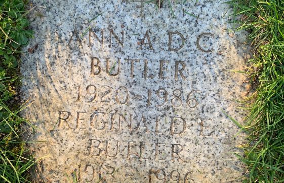 Memorial stone for Ann ADC and Reginald L Butler